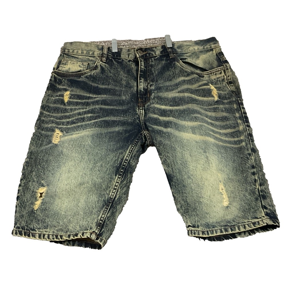 Evolution Acid Wash Denim Shorts Men's Sz 40W Jorts Jean shorts distressed